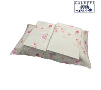 Completo Lenzuola Caleffi Singola Flora Rosa Puro Cotone