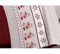 Completo Lenzuola Camera Letto Caldo Cotone Flanellato Dis. Renna Rosso