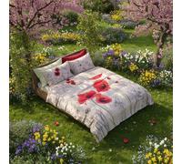 Completo lenzuola-copriletto matrimoniale in cotone floreale Papaveri