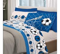 COMPLETO LENZUOLA COTONE CALCIO PALLONE SQUADRE BLU NERO MATRIMONIALE MAD ITALY