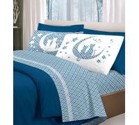 COMPLETO LENZUOLA COTONE GATTI LUNA BEIGE MATRIMONIALE MADE ITALY