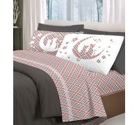 COMPLETO LENZUOLA COTONE GATTI LUNA BEIGE SINGOLO MADE ITALY