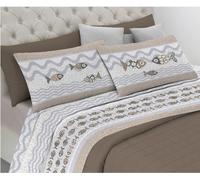 COMPLETO LENZUOLA COTONE MARE PESCETTI BLU MATRIMONIALE MADE ITALY