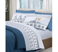 COMPLETO LENZUOLA COTONE RENNE NATALE TIROLO ROSSO SINGOLO MADE ITALY