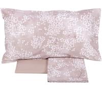 Completo Lenzuola Due Piazze in Percalle di Puro Cotone Effetto Copriletto con Doppia Balza art. Kimono (Rosa 1)