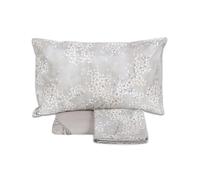 Completo Lenzuola Due Piazze in Percalle di Puro Cotone Effetto Copriletto con Doppia Balza art. Kimono (Naturale 0)