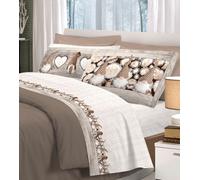 COMPLETO LENZUOLA FLANELLA CALDO COTONE GNOMI SHABBY NATALE BLU SINGOLO