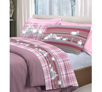 COMPLETO LENZUOLA FLANELLA CALDO COTONE MATRIMONIALE PECORELLE SOGNI ROSA