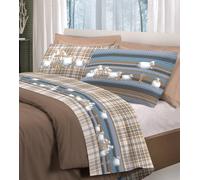 COMPLETO LENZUOLA FLANELLA CALDO COTONE SINGOLO PECORELLE SOGNI BLU