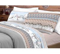 Completo Lenzuola Flanella Pensieri Delicati 100% Cotone Disegno Inverno Polare