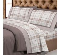 COMPLETO LENZUOLA FLANELLA SUPER EUROPA MATRIMONIALE TORINO QUADRI BLU