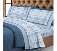 COMPLETO LENZUOLA FLANELLA SUPER EUROPA SINGOLO TORINO QUADRI ROSSO