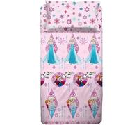 COMPLETO LENZUOLA FROZEN ELSA E ANNA DISNEY ROSA LETTO SINGOLO BIMBA 100%COTONE