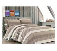 Completo Lenzuola Garda Righe Beige 100% Cotone Made in Italy (Singolo)