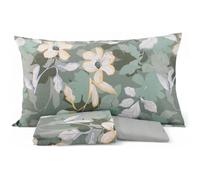 Completo lenzuola in cotone Bassetti Magnolia V1 floreale salvia