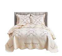 Completo Lenzuola in Cotone Letto Matrimoniale 2 Piazze Morbido e Caldo Lenzuolo Sopra e Federa Coordinata Trapuntino Copriletto Trapuntato Doubleface Tutte Le Stagioni(A,Twin(90"x98"))