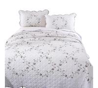 Completo Lenzuola in Cotone Letto Matrimoniale 2 Piazze Morbido e Caldo Lenzuolo Sopra e Federa Coordinata Trapuntino Copriletto Trapuntato Doubleface Tutte Le Stagioni(D,Full/Queen(98"x106"))