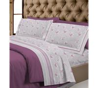 Completo Lenzuola in Flanella 100% Cotone TOSCANA fiorato Rosa Made in Italy