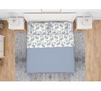 Completo Lenzuola Letto In 100% Cotone Made Italy Disegno Magnolia