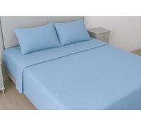 Completo Lenzuola Letto Matrimoniale Flanella 100% Cotone, Made in Italy - Set Invernale Caldo e Morbido - Tinta Unita in Puro Cotone Spazzolato Antipilling - Per Inverno (Matrimoniale, Azzurro)
