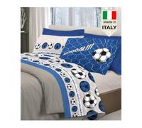 Completo Lenzuola Letto Napoli Juve Milan Inter Squadre Calcio Pallone : Colore - Blu, Misura - Matrimoniale