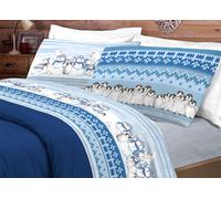 Completo Lenzuola Letto Pensieri Delicati 100% Cotone Dis. Inverno Polare