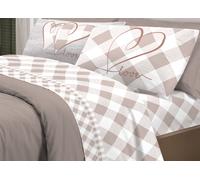 Completo Lenzuola Letto Pensieri Delicati 100% Cotone Dis.Lovely Check
