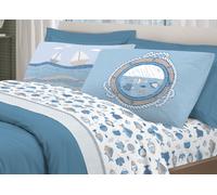 Completo Lenzuola Letto Pensieri Delicati 100% Cotone Disegno Oceano