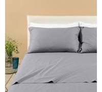 Caleffi 70696 Cotone Percalle Completo Lenzuola per Matrimoniale Letto, Grigio