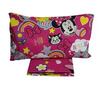 Completo Lenzuola Letto Singolo 100% Cotone Minnie Topolina Novia
