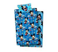 Completo Lenzuola Letto Singolo TOPOLINO Mickey Mouse Cotone Azzurro Blu