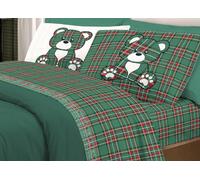 Completo Lenzuola Linea Pensieri Delicati 100% Cotone Disegno Orsetto Tartan