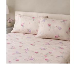 Completo Lenzuola matrimoniale Caleffi in cotone Flora beige