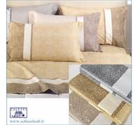 Completo lenzuola matrimoniale Caleffi mod. "Nevada" col.grigio stile Borbonese