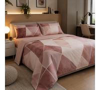 Completo lenzuola matrimoniali 100% cotone Gabel Glass rosa