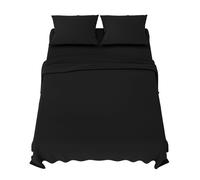 Completo Lenzuola Matrimoniali 160x200 cm Microfibra Nero · Biancheria da Letto