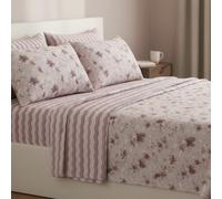 Completo lenzuola matrimoniali cotone caldo e accogliente fiori rosa