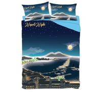 Completo lenzuola matrimoniali Golfo di Napoli di notte set lenzuola e due federe 100% Cotone