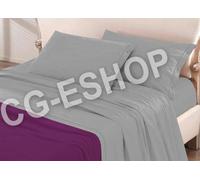 COMPLETO LENZUOLA MATRIMONIALI GRIGIO 100%COTONE sotto con angoli maxi 190x215