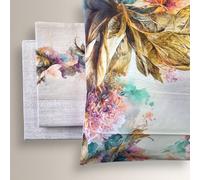 Completo lenzuola matrimoniali in puro cotone floreale color lino