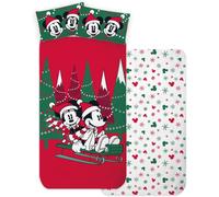 COMPLETO LENZUOLA MINNIE E TOPOLINO NATALE DISNEY SOTTOLENZUOLA LENZUOLA FEDERA