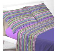 Completo Lenzuola o Federe Bahia Zig Zag Lilla o Azzurro 100% Cotone