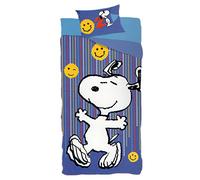 CARTOON Completo lenzuola per bambini, set 3 pezzi, sotto lenzuola con angoli, lenzuola, federa, letto singolo, 100% Cotone (Snoopy)