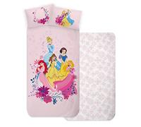 Completo lenzuola per bambini, set 3 pezzi, sotto lenzuola con angoli, lenzuola, federa, letto singolo, 100% Cotone (Principesse)