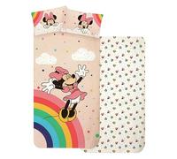 Completo lenzuola per bambini, set 3 pezzi, sotto lenzuola con angoli, lenzuola, federa, letto singolo, 100% Cotone (Minnie 2)