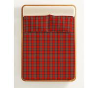 Completo Lenzuola Scozzese Rosso - Set Letto Invernale 100% Cotone Naturale - Ca