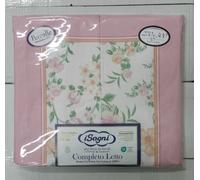 COMPLETO LENZUOLA SOGNI PERCALLE 100%COTONE FIORI 2PIAZZE/MATRIMONIALE ALTEZZA30