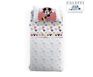 Completo Lenzuola Topolino Disney Caleffi Singola Mickey Fantasy Puro Cotone