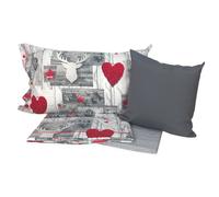 COMPLETO LENZUOLO TIROLESE TIROLO PATCHWORK CON CUSCINO ARREDO TIRPTCH