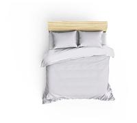 Completo letto - 1 copripiumino 220 x 240 cm + 2 federe 60 x 60 cm - 100% raso di cotone - Bianco